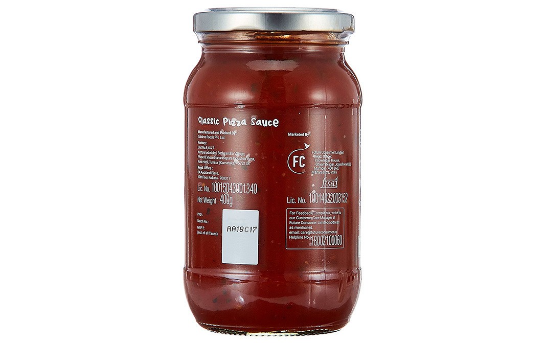 Sangi's Kitchen Classic Pizza Sauce (Garlic, Basil and Oregano)   Glass Jar  400 grams